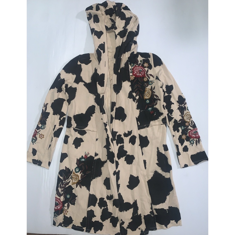 Caite Cow Cardigan Embroidered Jacket Women S Hooded Western Floral Boho Handmad